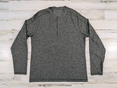 Lululemon Shirt Mens Large Green Heather Surge Henley Pullover