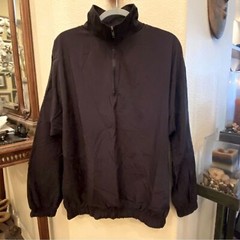Vintage CRAZY SHIRTS Men Black Nylon 1/4 Zip Long Sleeve Top Size Large