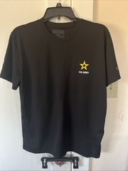 US Army Men Black Microfiber Performance Training T-Shirt Star Logo Large USA