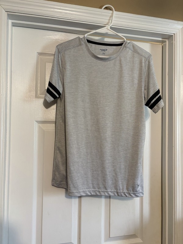 Old Navy Active Wear Gray with Black Stripes Men's T Shirt Size Small, Size S gallery