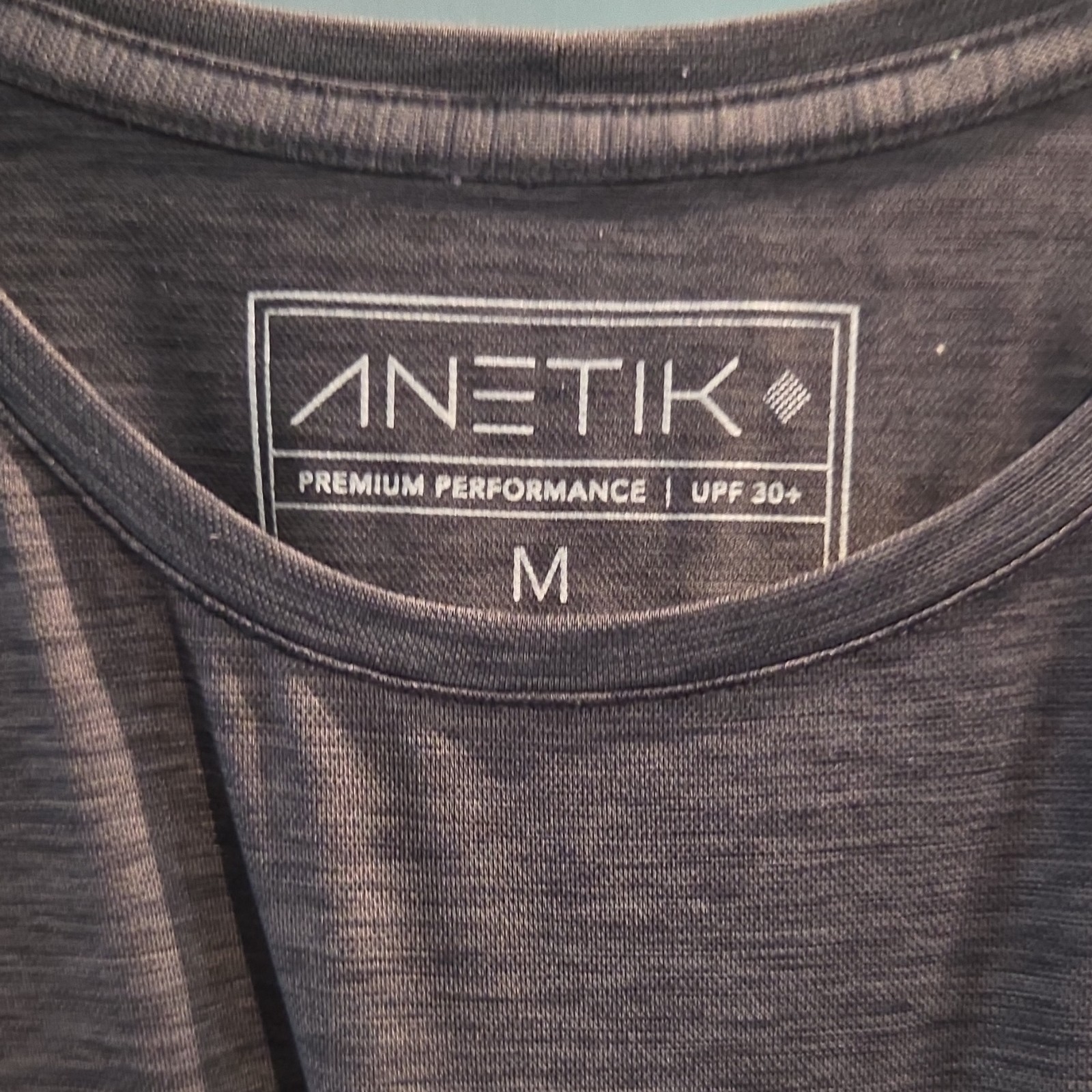Anetik UPF 30+ Performance T-Shirt Heathered Gray Logo Crew Neck Short Sleeve M gallery