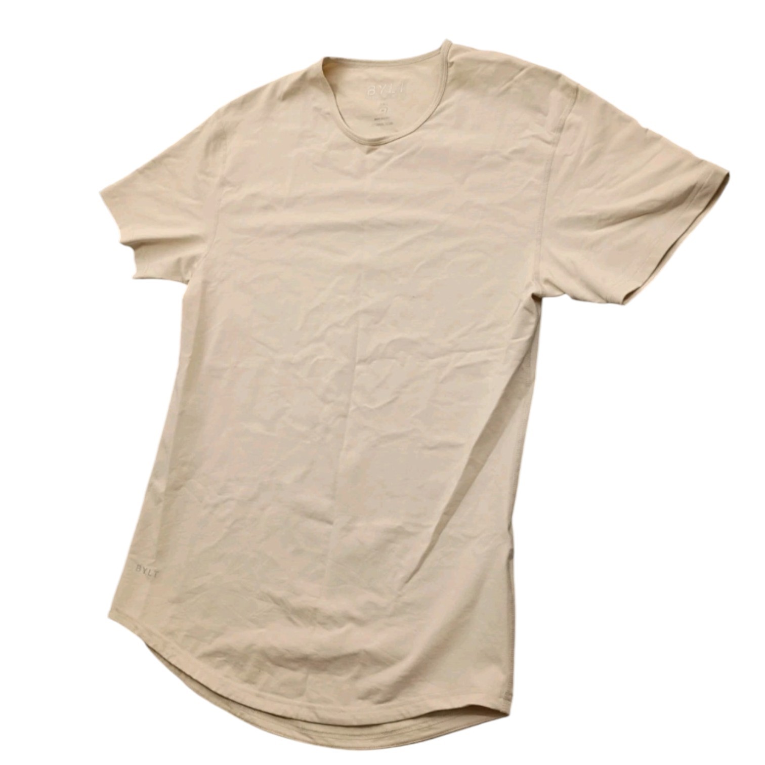 BYLT Premium Basics Drop Cut Lux Shirt Mens Medium Ivory Active Casual gallery