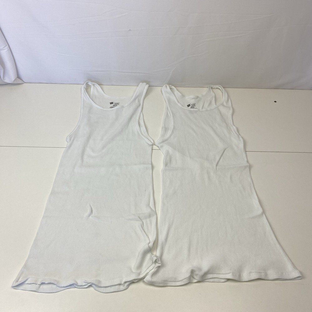 Hanes Comfortsoft Men’s XL Extra Large Solid White Compression Cotton Tank Top