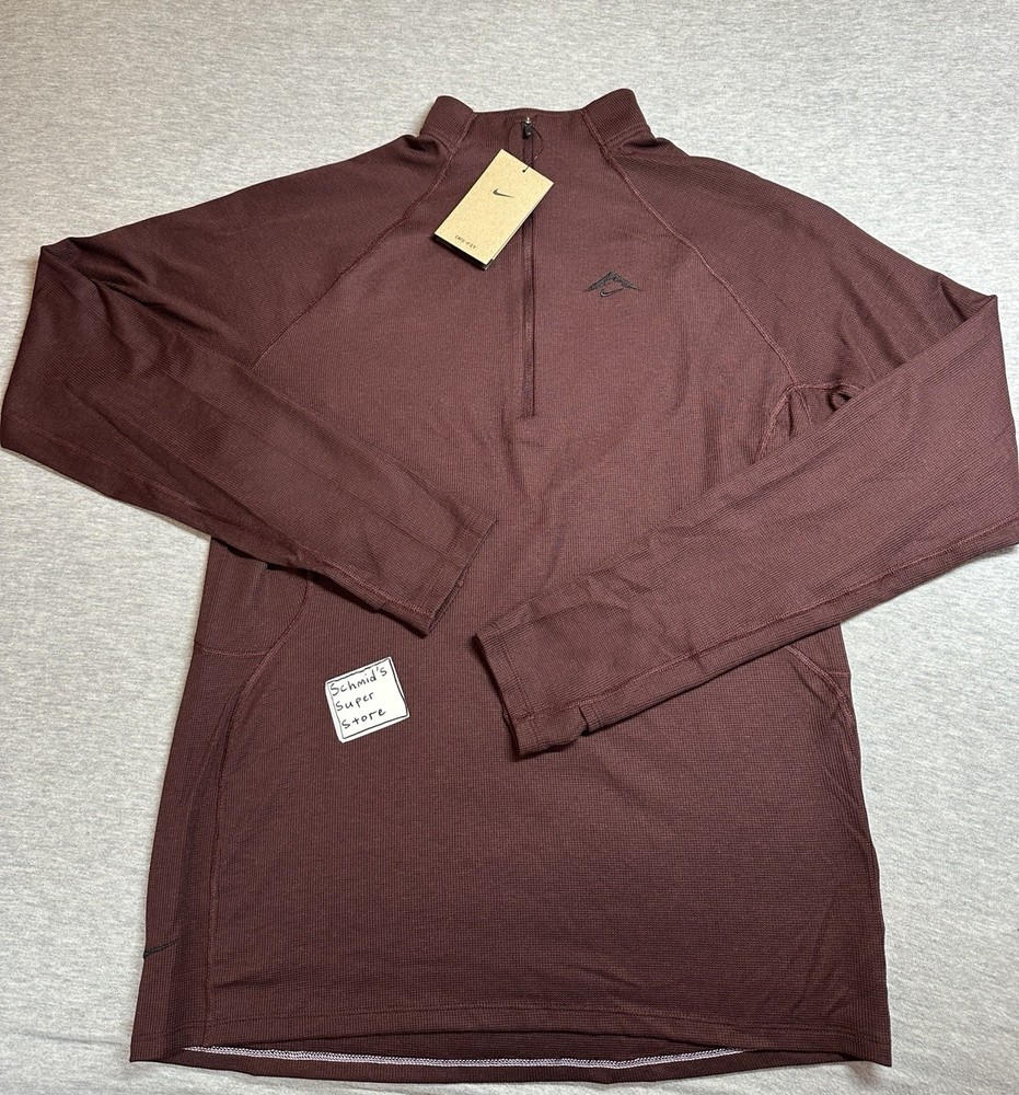 Nike Trail Running Mid Layer Top Men’s Small Red Dri-FIT 1/2-Zip Lightweight NWT