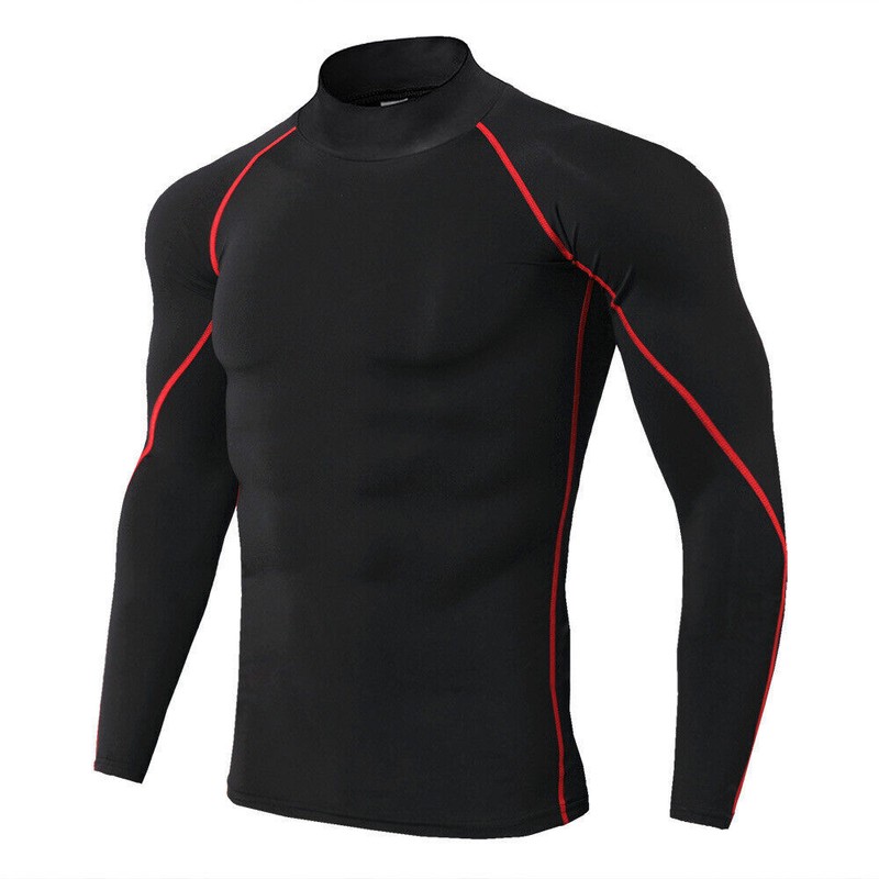 Men's Long-Sleeve Compression Shirt Base-Layer Running Top Mock Neck T-Shirts gallery