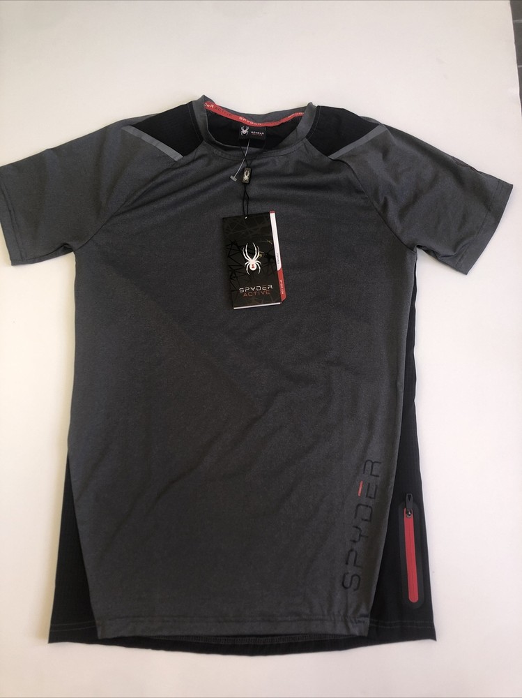 $60 NWT SPYDER Active Men’s Top Shirt Quick Dry Breathable Zip Pocket Shirt Sz S