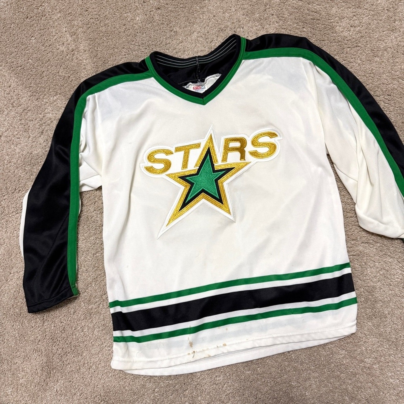 Vintage NHL Maska CCM Inaugural Season Dallas Stars Air-Knit Jersey Medium gallery