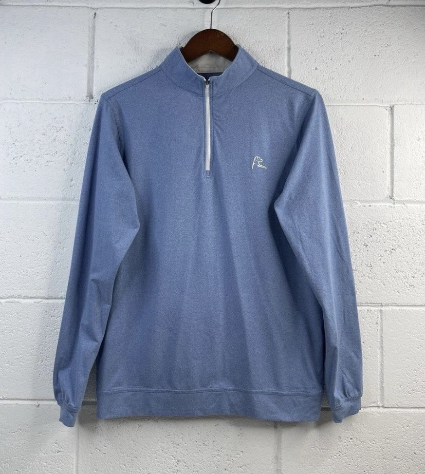 Rhoback Performance Q-Zip Pullover Mens Small Blue Heather Golf Long Sleeve