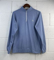 Rhoback Performance Q-Zip Pullover Mens Small Blue Heather Golf Long Sleeve