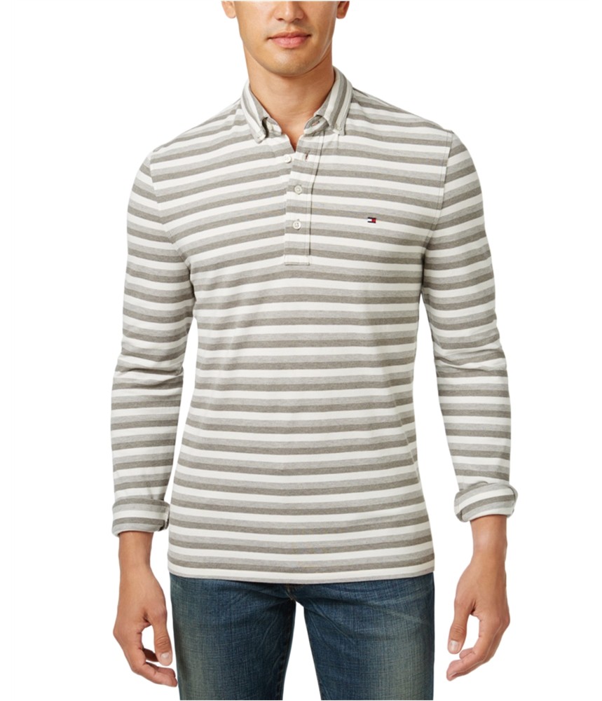 Tommy Hilfiger Mens Vanderbilt Striped Polo Shirt, Grey, Big & Tall, X-Small gallery