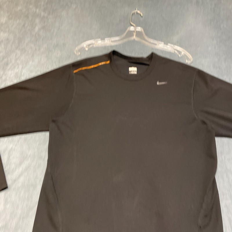 Nike Fit Dry Running Shirt Men Medium Black Long Sleeve Crew Neck Training Sport gallery
