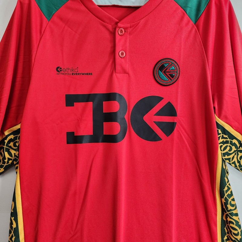 ETHIKA Jersey Mens XL Red Geometric Henley Polo Soccer Hip Hop Lifestyle Culture gallery