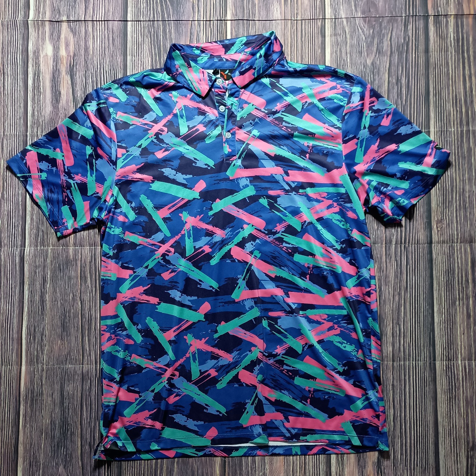 YATTA Men's 8-Track Printed Golf Polo Shirt Size Extra Large Quick Dry gallery