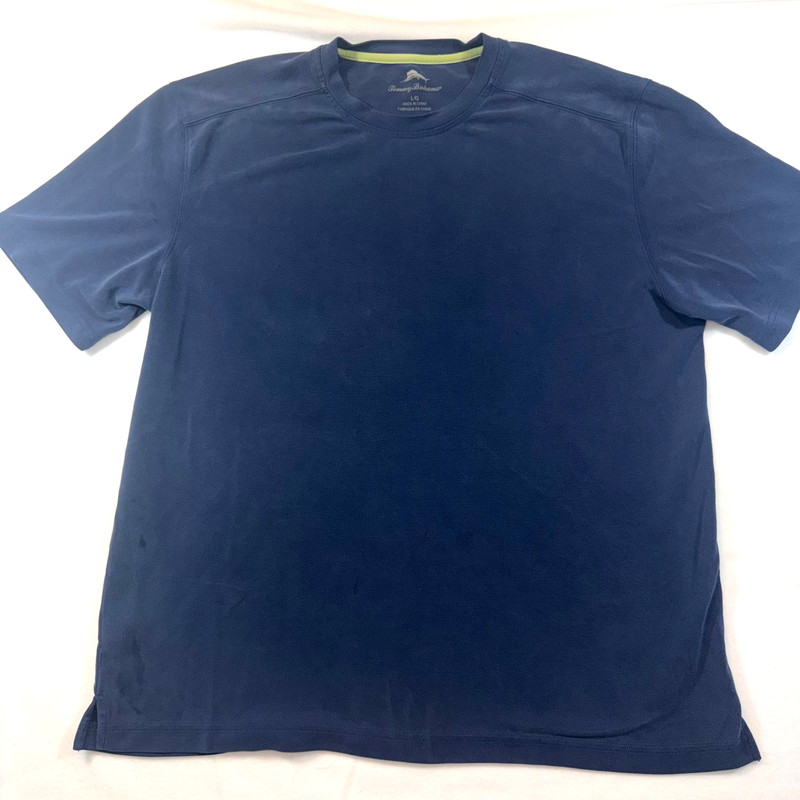 Tommy Bahama IslandZone Mens Large Blue Heathered UPF 30 Performance T-Shirt gallery