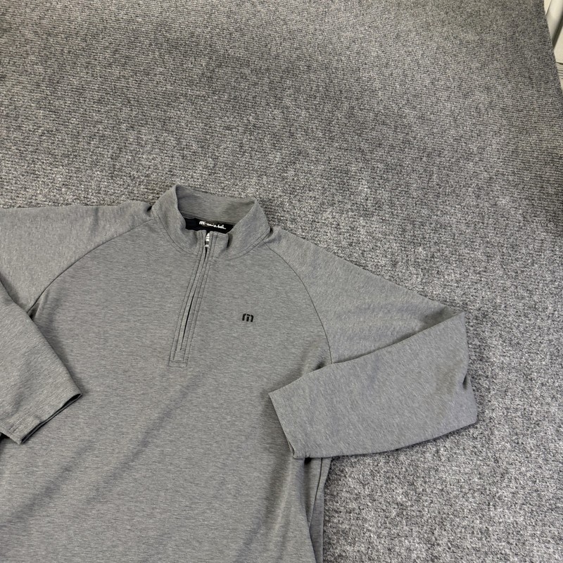 Travis Mathew Pullover Mens Large Gray Quarter Zip Golf Soft Sweater Performance gallery