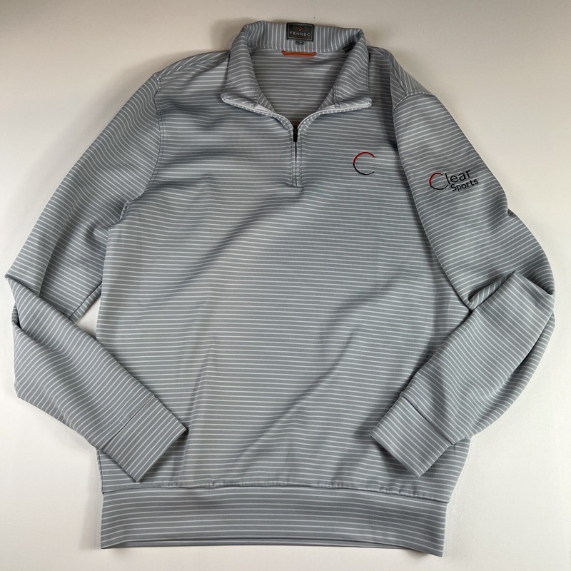 Fennec Highly Evolved Men's Medium Gray White Striped 1/4 Zip Clear Sports Logo gallery