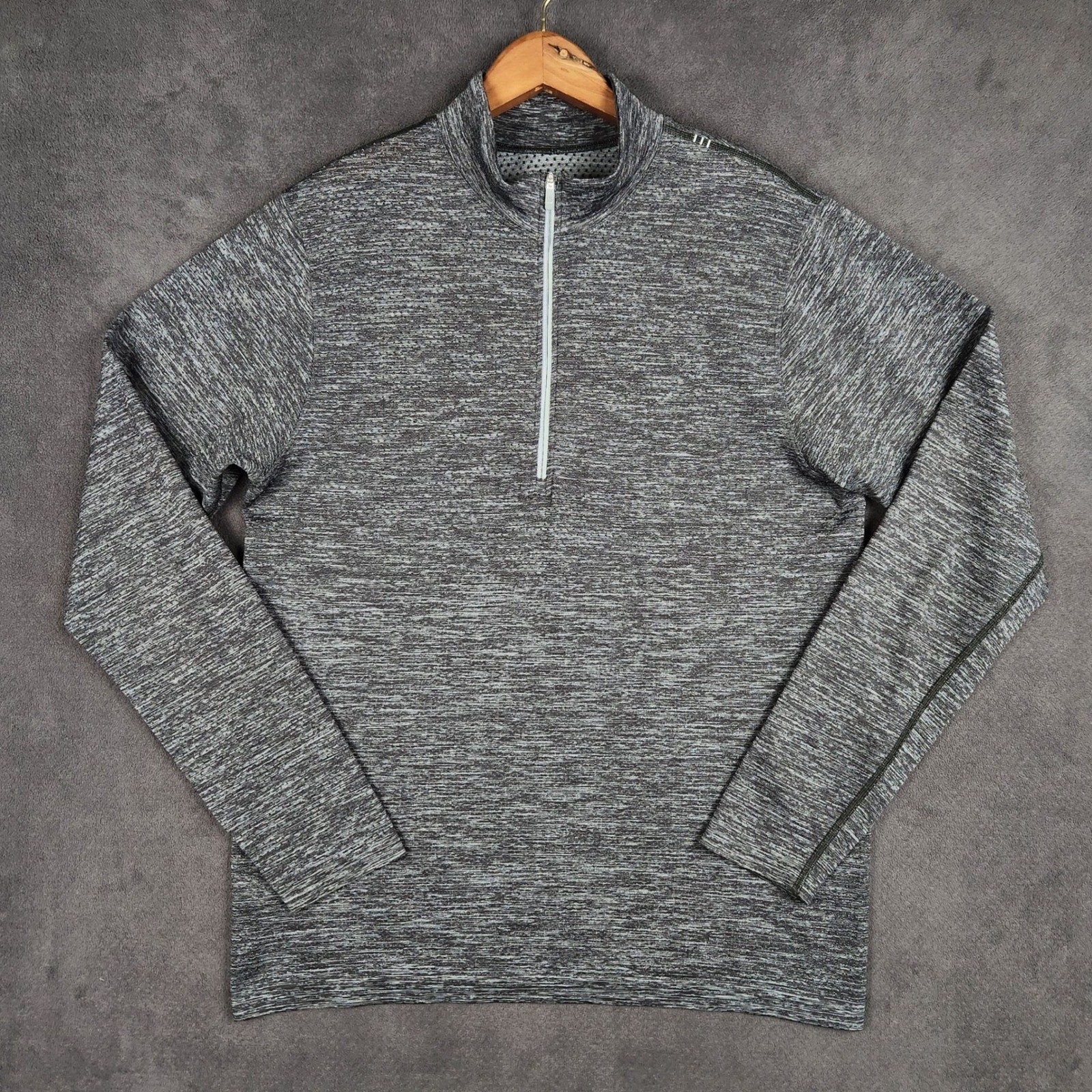 Lululemon 1/2 Zip Pullover Mens Large Black Gray Heathered Performance Stretch gallery