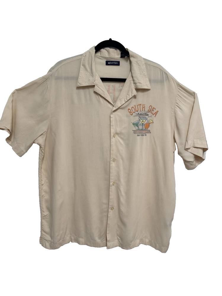 VTG South Sea Rhythm Blues Beach Button Shirt XL Cocktails Aloha Tiki