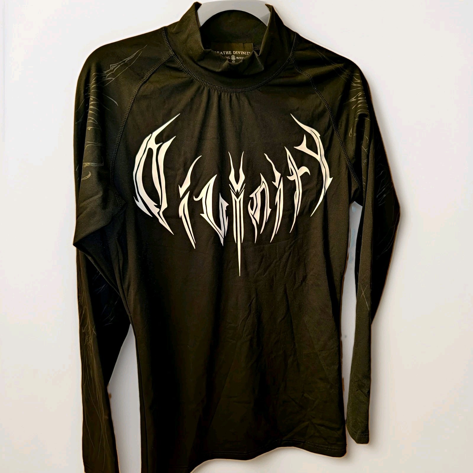 Breathe Divinity Men's Compression Mock Neck Long Sleeve Graphic Tee M gallery