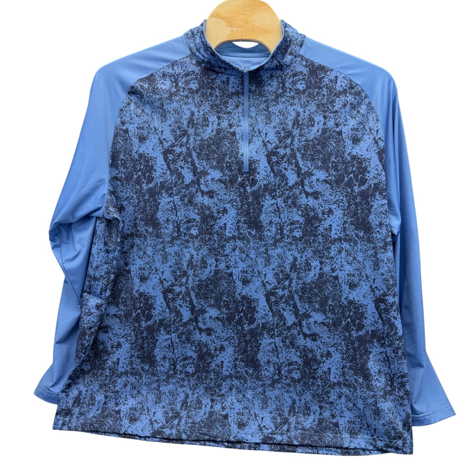 MAELREG Mens Performance Pullover 3XL Blue Camo 1/4 Zip Long Sleeve NWOT Golf gallery