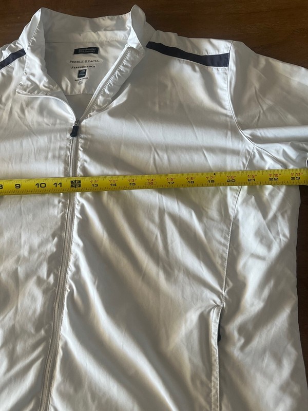 Mens PEBBLE BEACH Performance White Zip Up Jacket XL Water and Wind resistant EC gallery