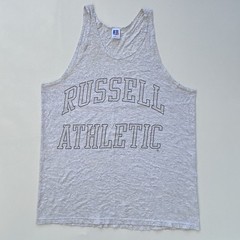Vintage 80’s Russell Athletic Distressed Tank Top Gym Wear Size Men’s Large Grey