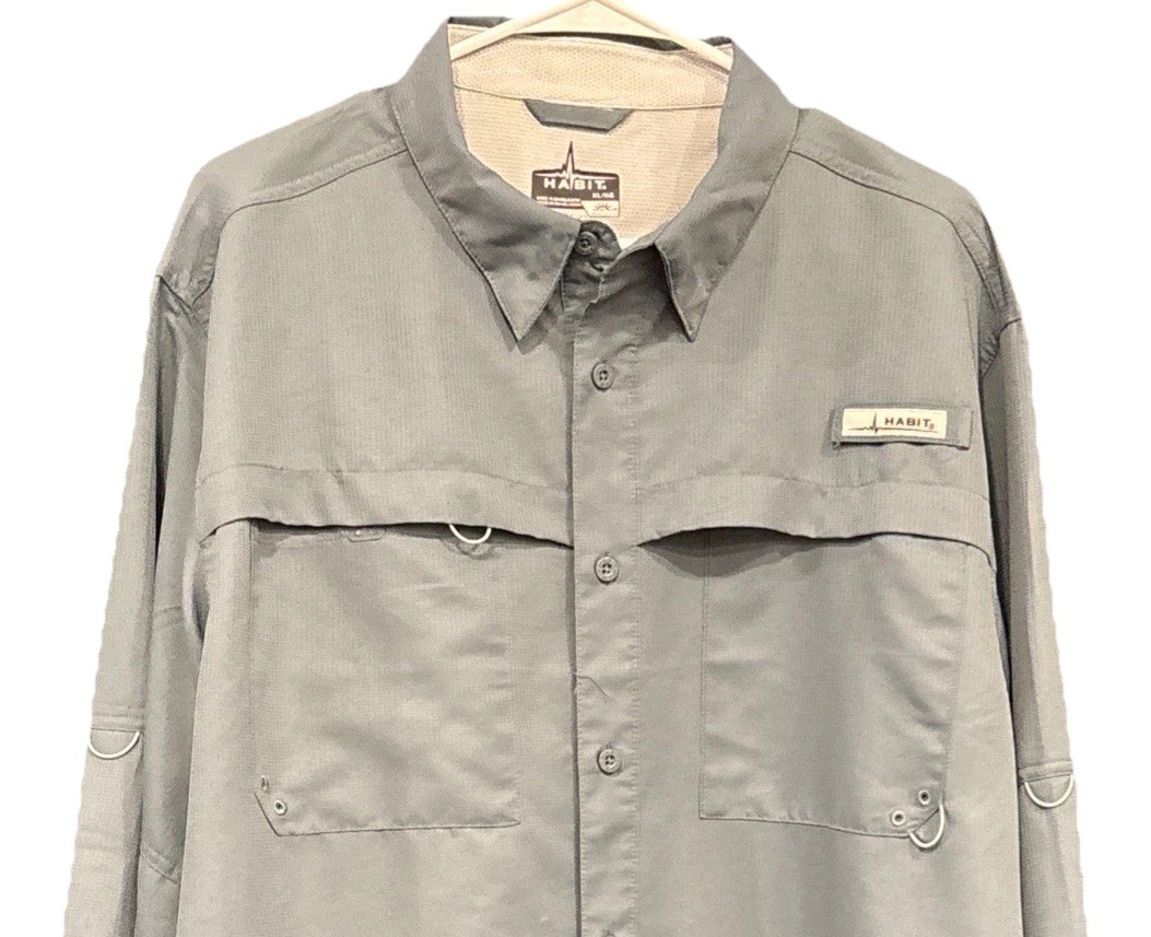 HABIT Men’s XL Utility Outdoor & Work Shirt Vented Fishing Hiking UPF 40+ Gray gallery