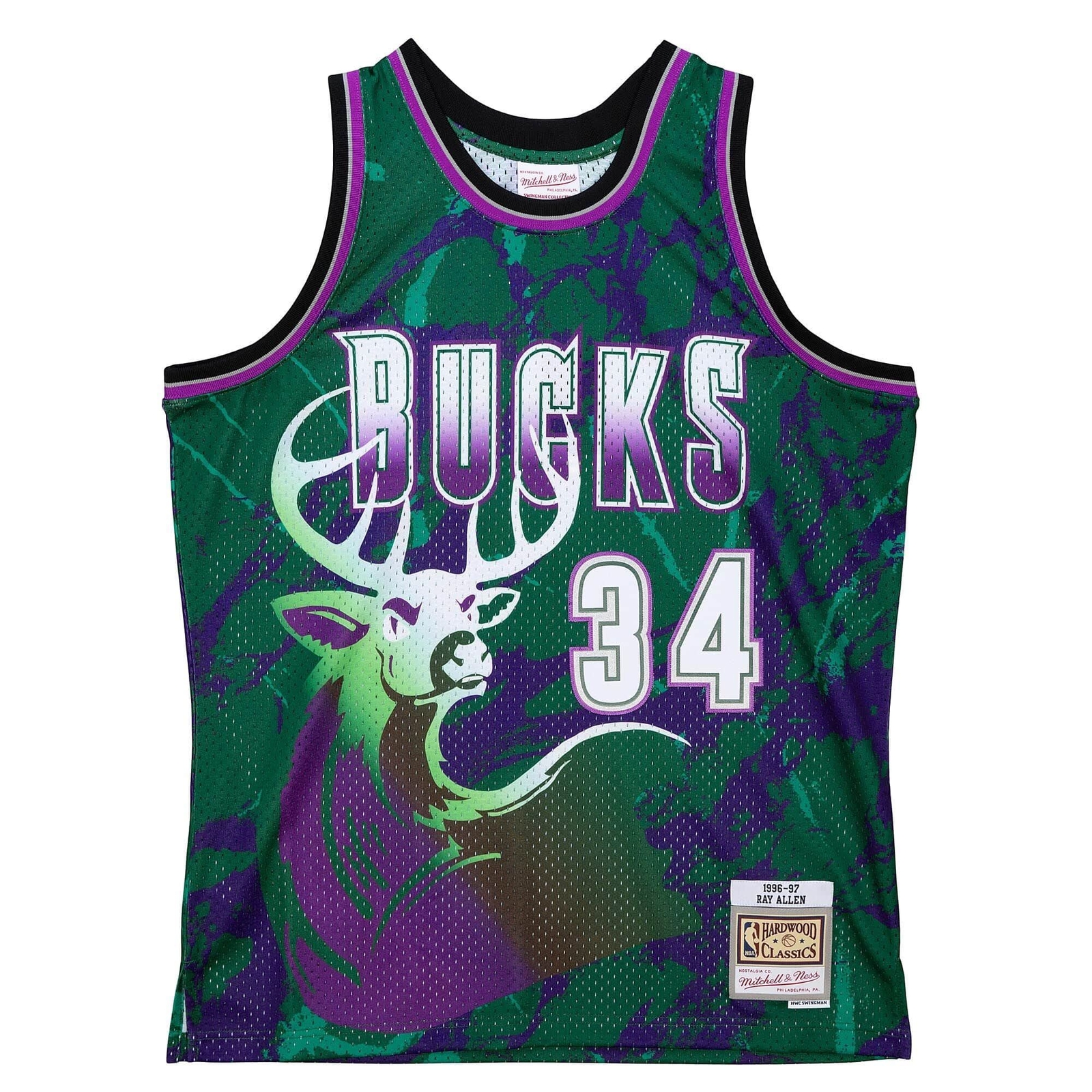 MITCHELL & NESS NBA TEAM MARBLE SWINGMAN JERSEY MILWAUKEE BUCKS 1996 RAY ALLEN gallery