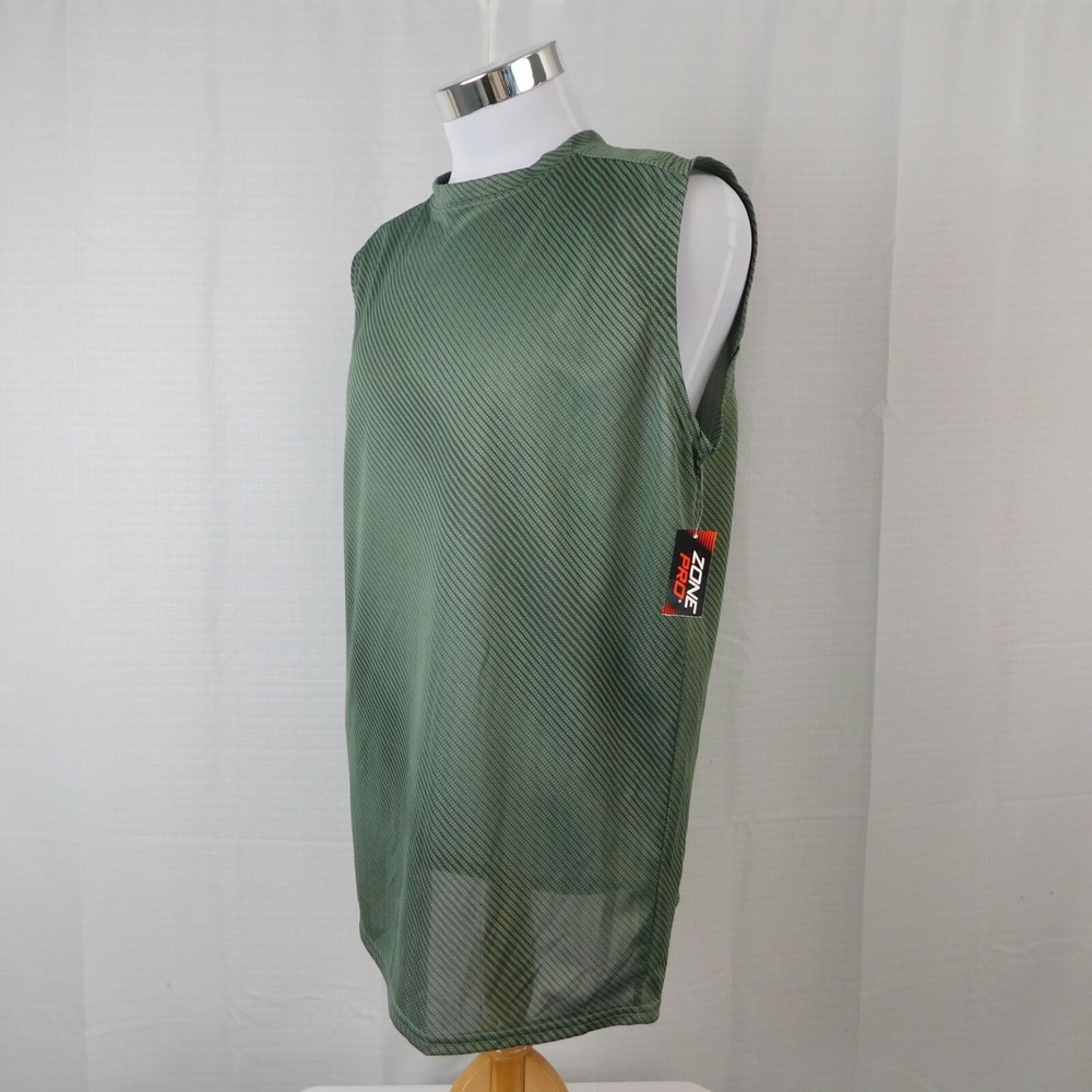 Zone Pro Sport Men's Sleeveless Athletic Mesh Muscle Tank Sage Green Large #1587