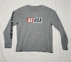 American Eagle Long Sleeve Shirt Mens Large Gray Casual Crewneck Pullover Tee L