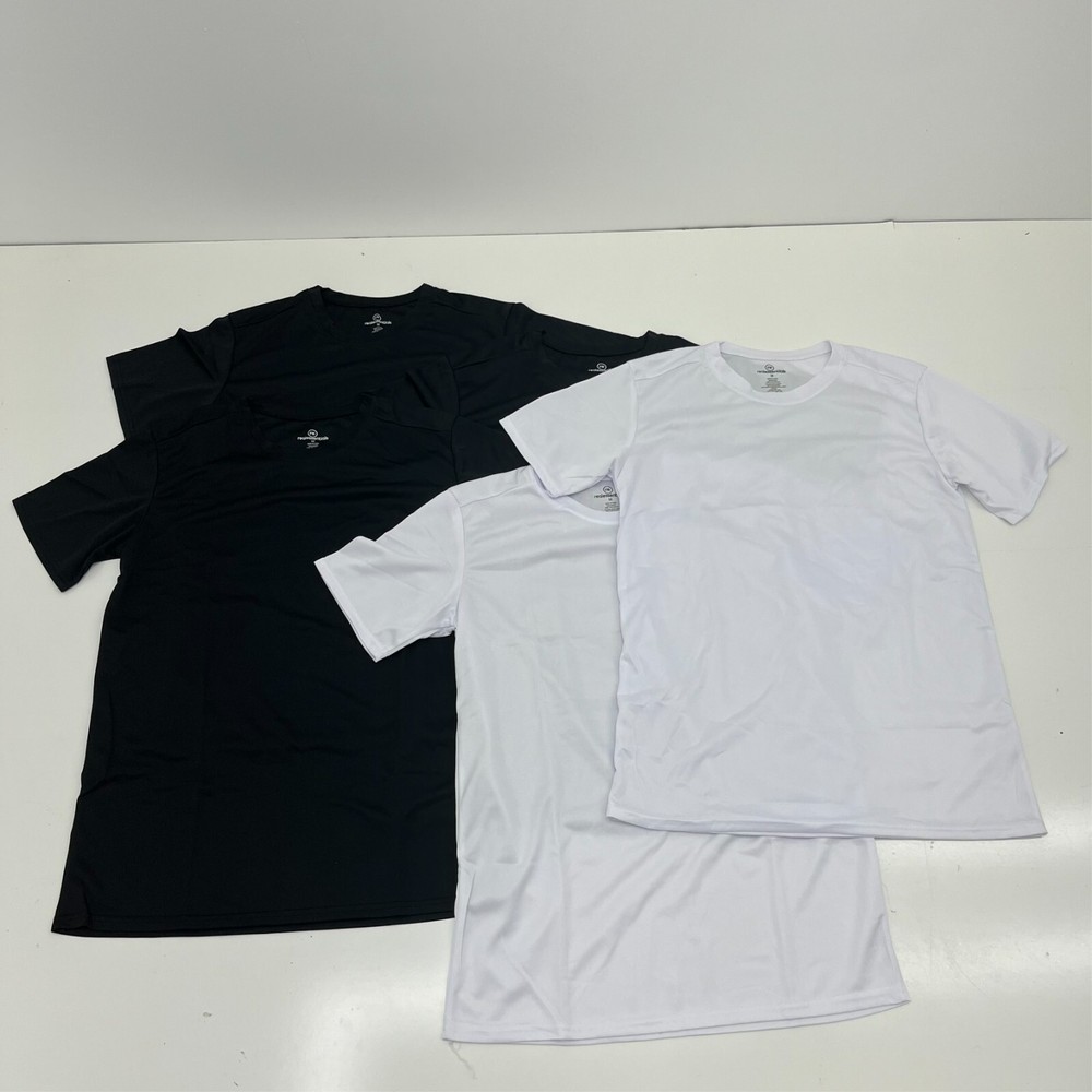 Realessentials White & Black 4 Pack Athletic Short Sleeve T-Shirt Men's Size M