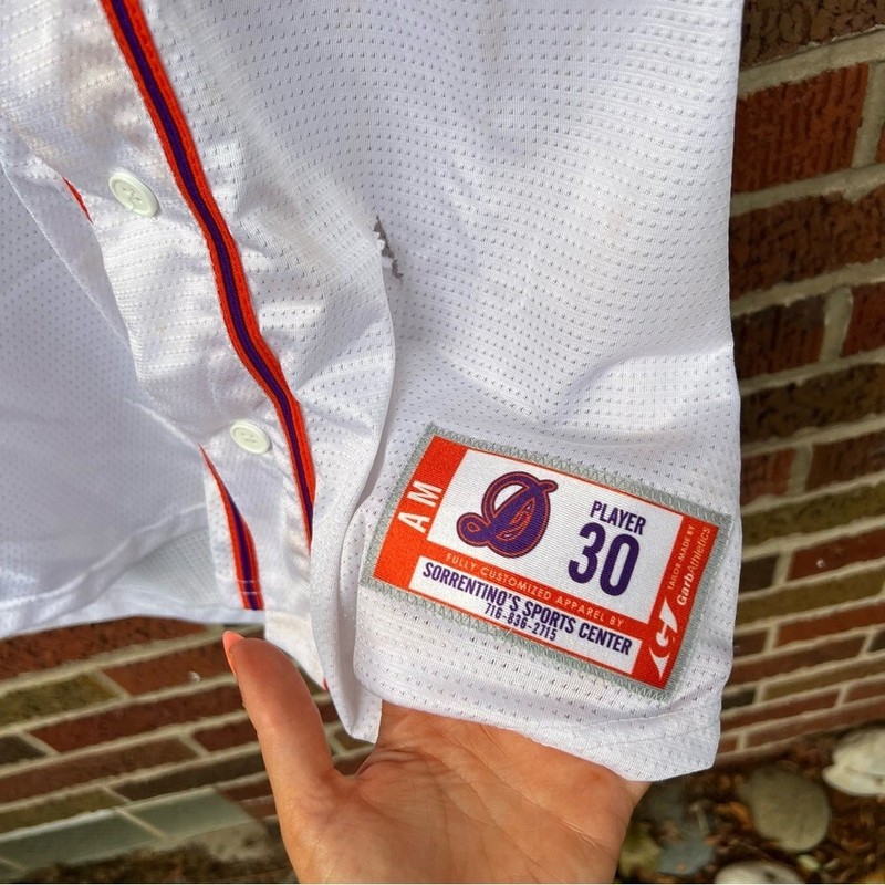 White Purple and Orange Authentic Baseball Apparel Button Down Player 30 Jersey gallery