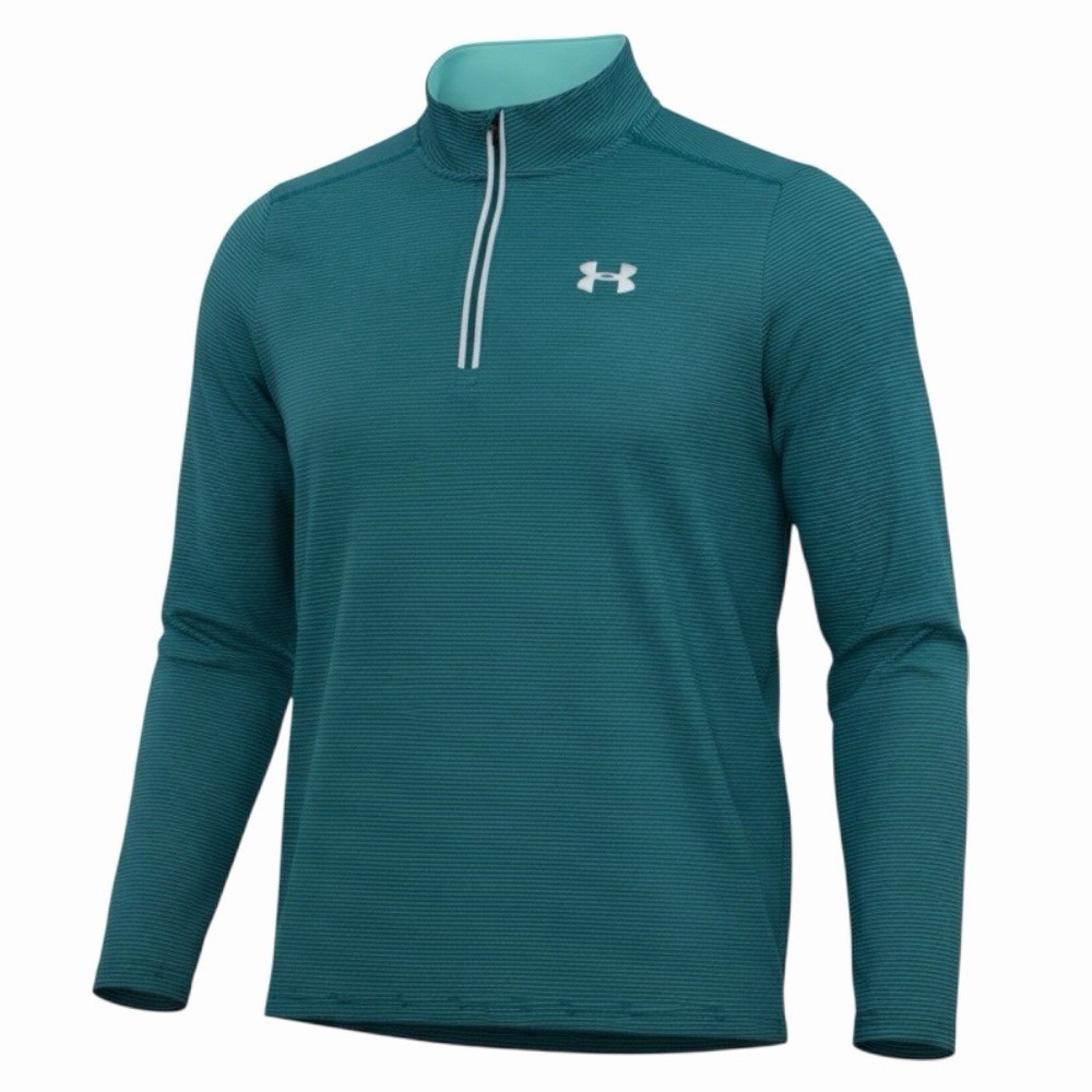 Under Armour 1/4 Zip Pullover Long Sleeve Running Shirt Mens Size L Teal Green