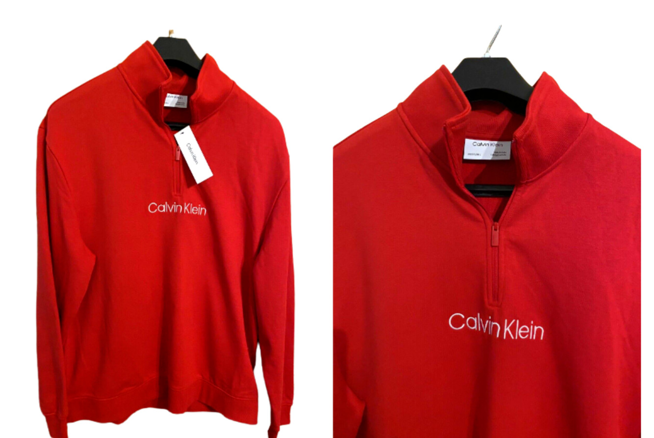 Calvin Klein Chili Pepper Men’s Relaxed French Terry Sweatshirt Top Logo Sz XXL gallery