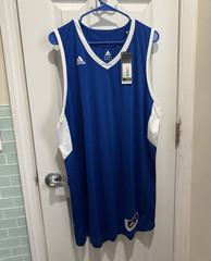 adidas Men’s Basketball Jersey Tank XL Blue/White Mesh Polyester V-Neck 7396A