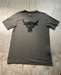 Under Armour Shirt Mens Small Green Project Rock Pullover Tee Workout Crew Logo