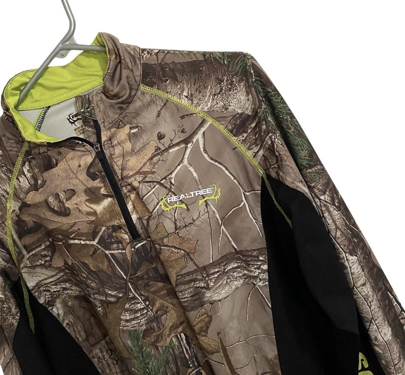 Realtree Hunting Shirt Mens M Scent Factor 1/4 Zip Long Sleeve Camo Camouflage gallery