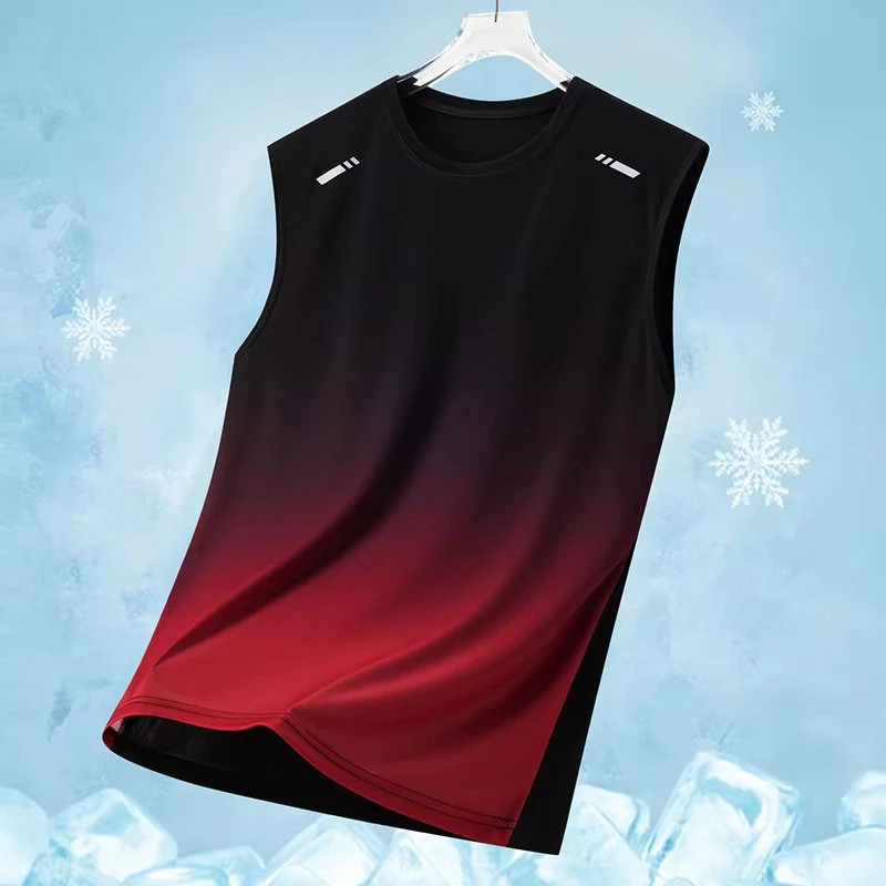 Simple Gradient Graphic Gym Tank Tops For Men Summer Fashion Fitness Sports 3D P gallery