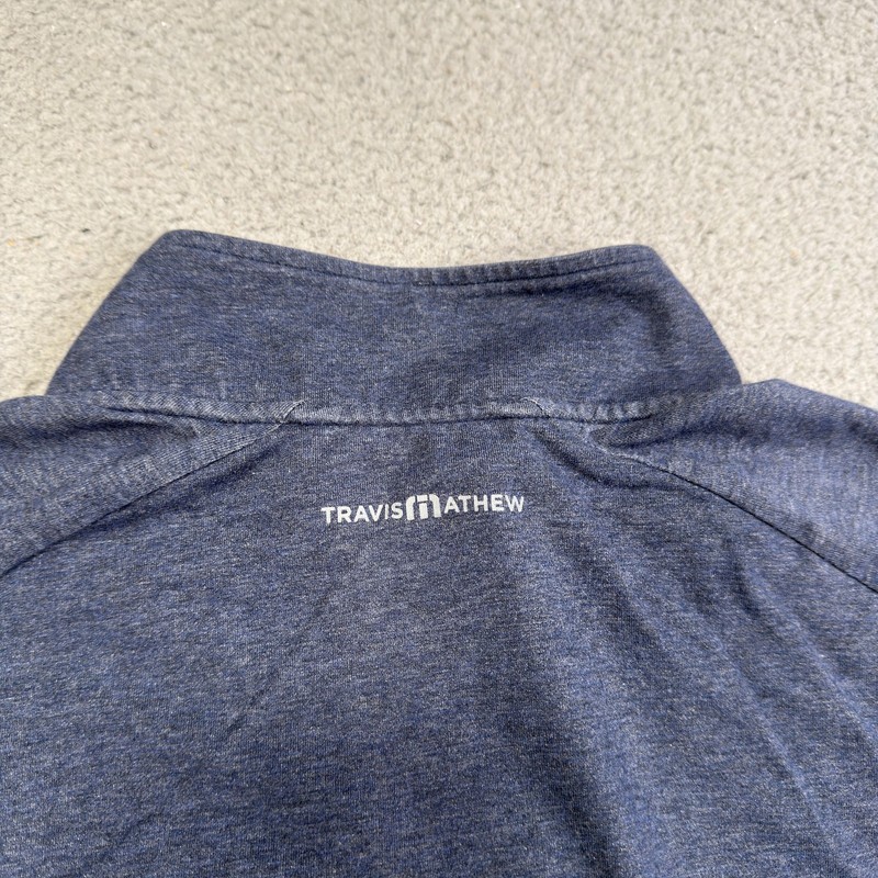 TravisMathew Pullover Mens XL Blue Quarter Zip Golf Sweatshirt Rainier G&CC gallery