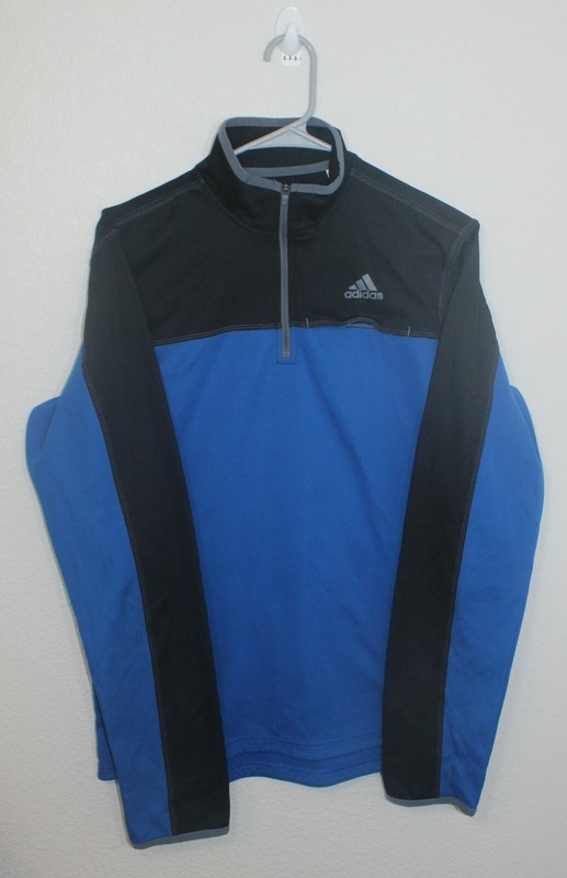 Adidas 1/4 Zip Blue Pullover Sweatshirt Mens Size Small, Polyester W/ Pocket gallery