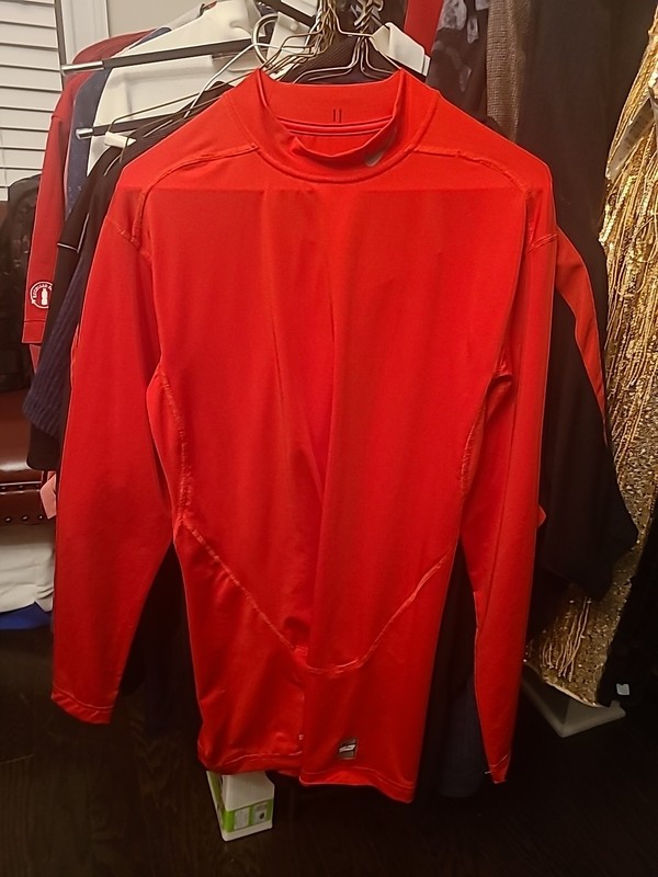 Nike Pro Combat Long Sleeve Red Mock Neck Compression Shirt Men's XL Dri-Fit gallery