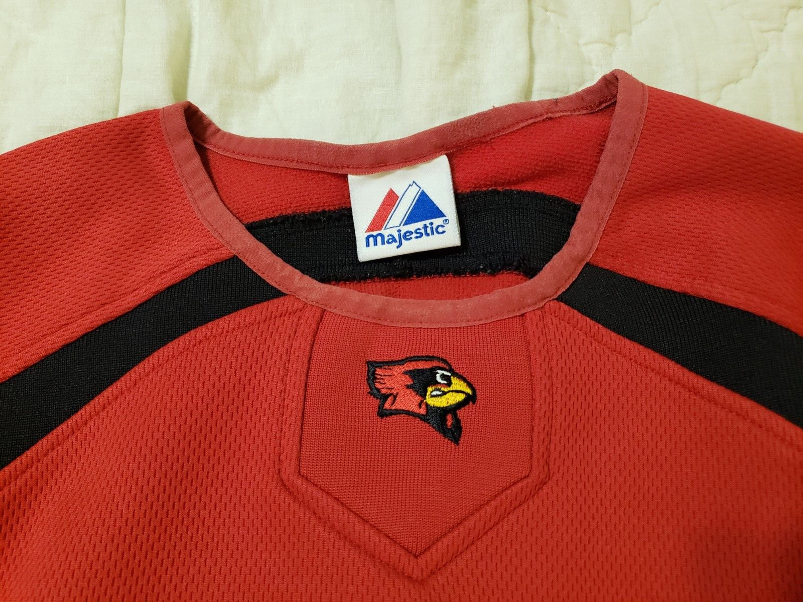 Majestic Therma Base Red and Black Long Sleeve Pullover Shirt Cardinal Logo gallery