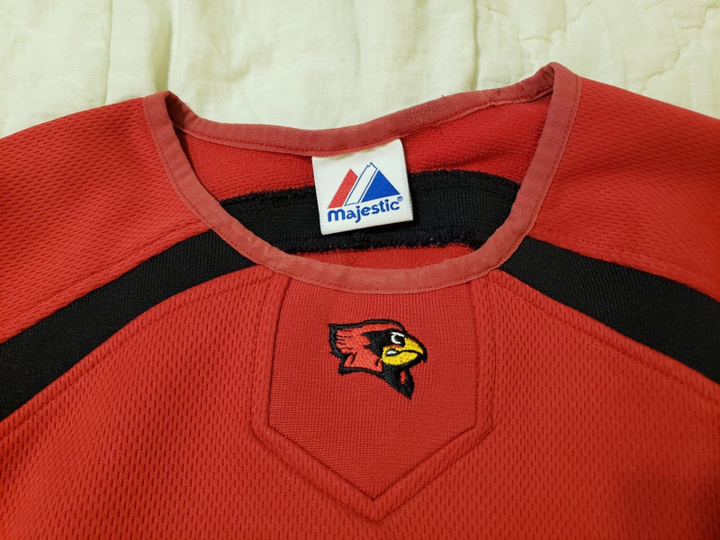 Majestic Therma Base Red and Black Long Sleeve Pullover Shirt Cardinal Logo gallery