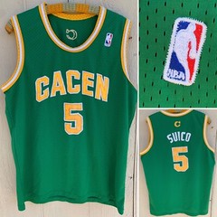 Basketball Jersey Front: CACEN 5 Back C SUICO 5 NBA Logo On Front