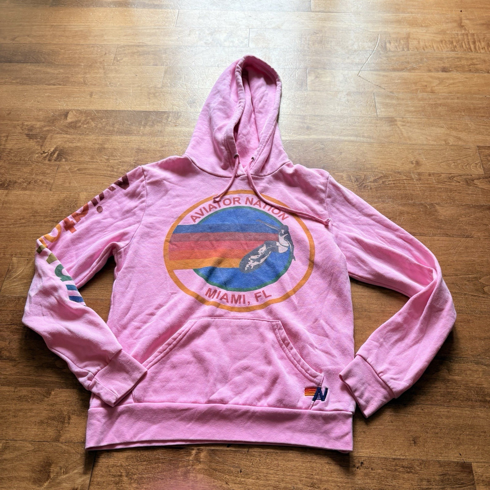 AVIATOR NATION Surf Pullover Hoodie Sweatshirt Pink Miami $189 size Small gallery