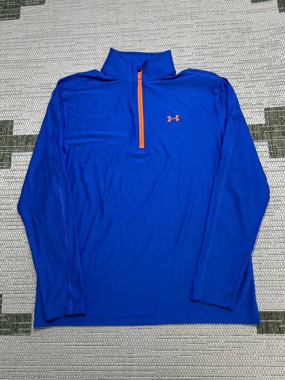 Under Armour Running Top Mens Large Blue Logo Loose Fit Quarter Zip Athleisure gallery