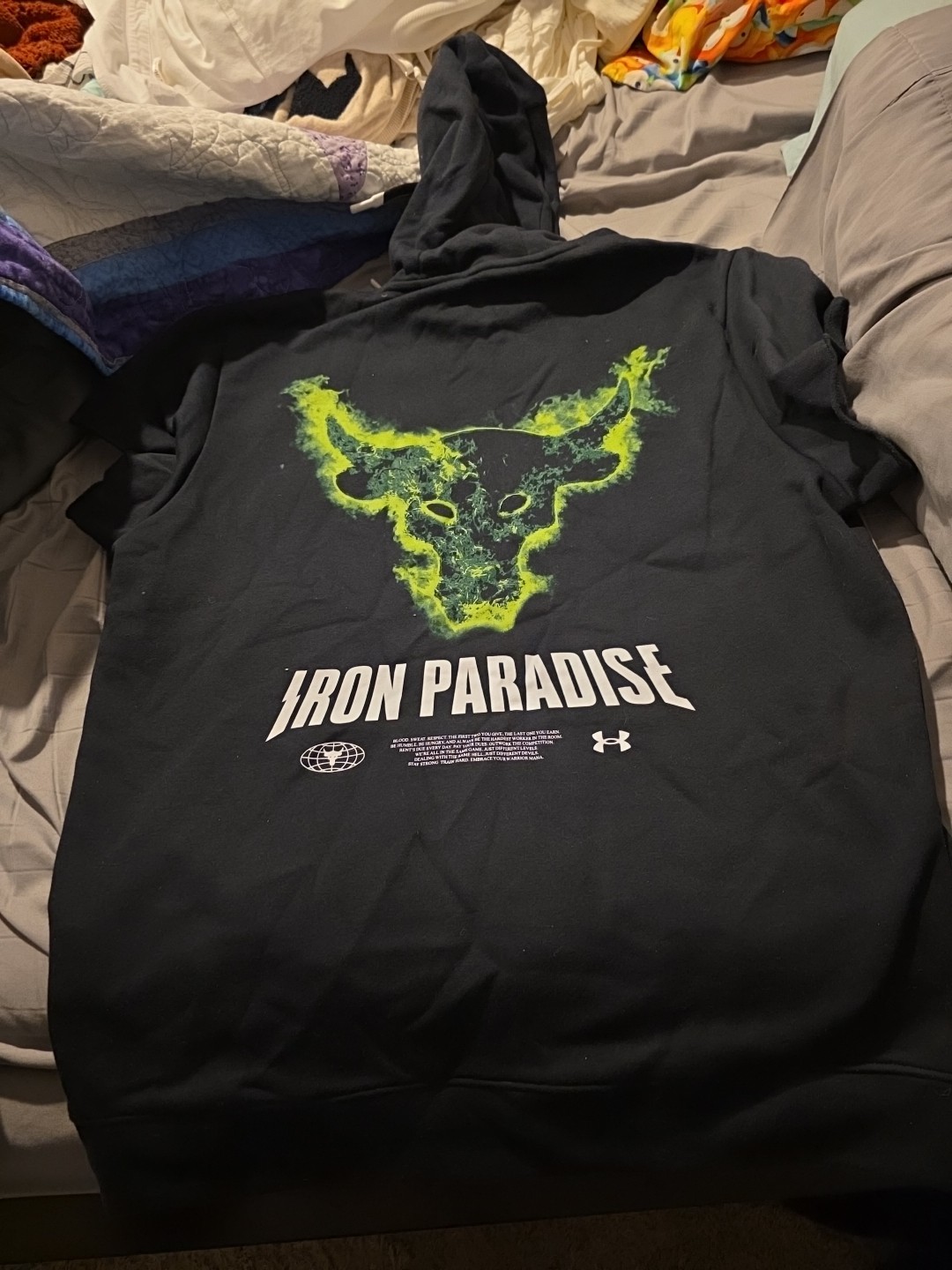 Under Armour Project Rock Iron Paradise Black Brahma Bull Hoodie Mens MEDIUM NWT gallery