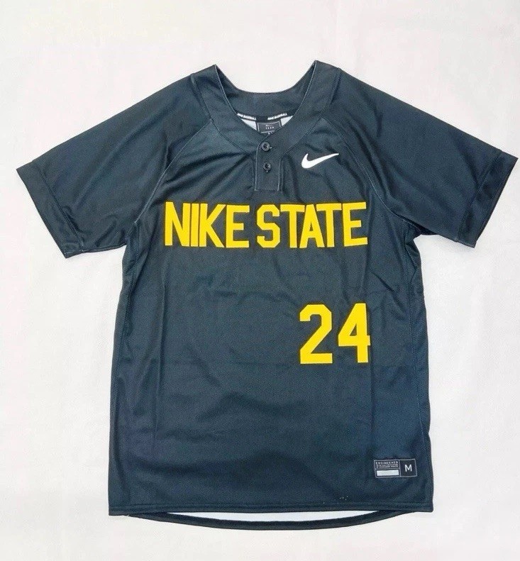 Nike State Vapor Select Two Button Baseball Jersey Men's M Black Yellow DX9138 gallery