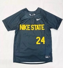 Nike State Vapor Select Two Button Baseball Jersey Men’s M Black Yellow DX9138