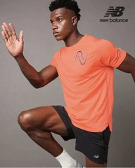 New Balance Impact Run SS Shirt Mens Orange Large Running Tee New $50